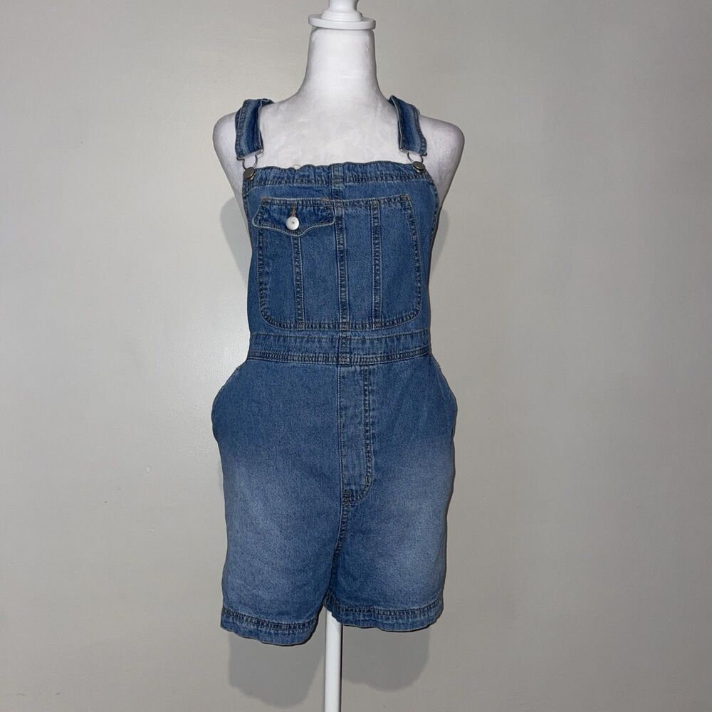 No Boundaries Plus 3XL Denim Bib Overall Shorts Light Wash Juniors 21 Y2K